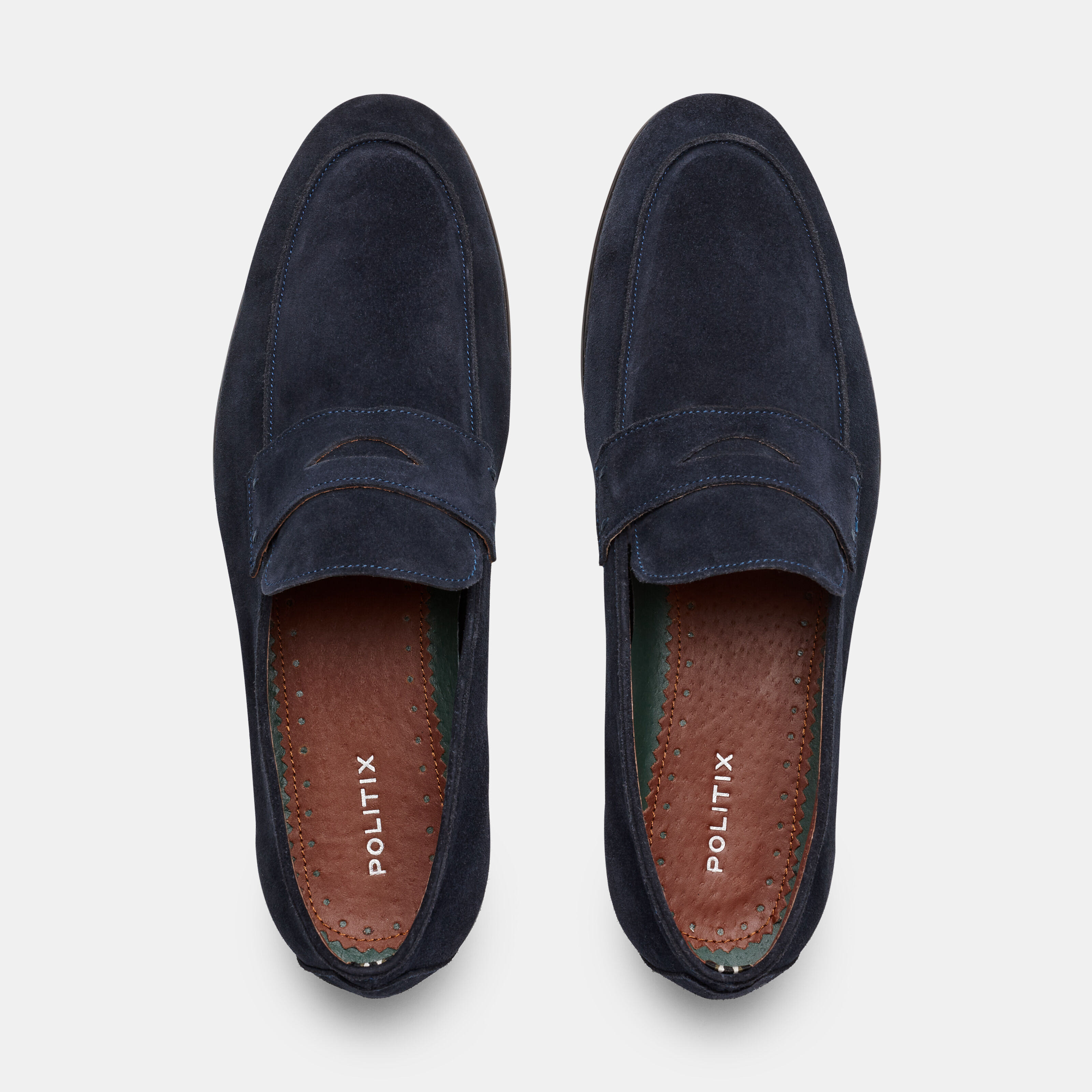 Dorno Footwear Navy Half Lined Suede Loafer Flexi Sole
